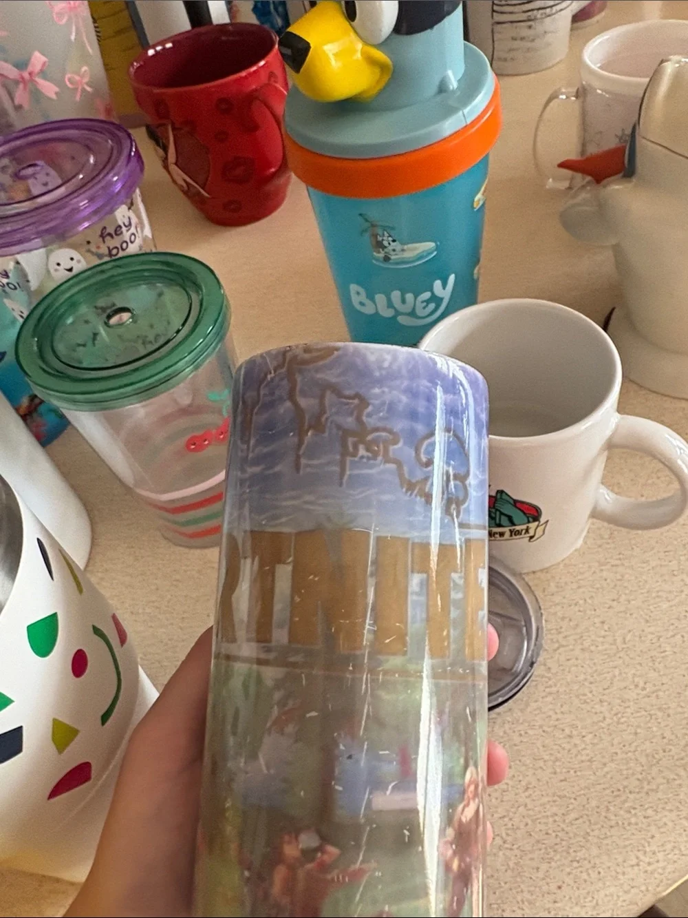 Fortnite Themed Decorative Cup - Blue, Gold, Green, orange for anyone